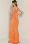 ONE SHOULDER  ORANGE SLIT MAXI