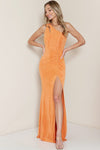 ONE SHOULDER  ORANGE SLIT MAXI