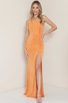 ONE SHOULDER  ORANGE SLIT MAXI