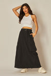 BLACK CARGO MAXI SKIRT