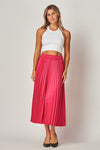 FUSCHIA SATIN PLEATED SKIRT