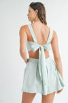 POPLIN SIDE CUT OUT OPEN BACK ROMPER