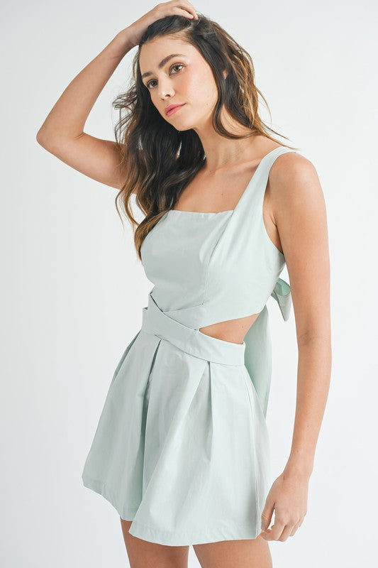 POPLIN SIDE CUT OUT OPEN BACK ROMPER