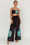 TWO PIECE FLORAL BLACK PANT SET