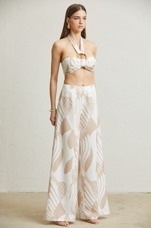 ABSTRACT PRINT WIDE LEG SET