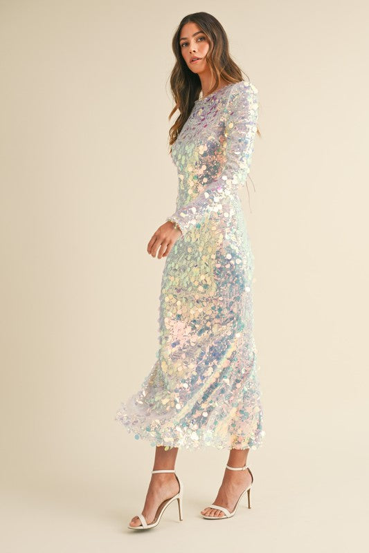 SEQUIN LONG SLEEVE MIDI