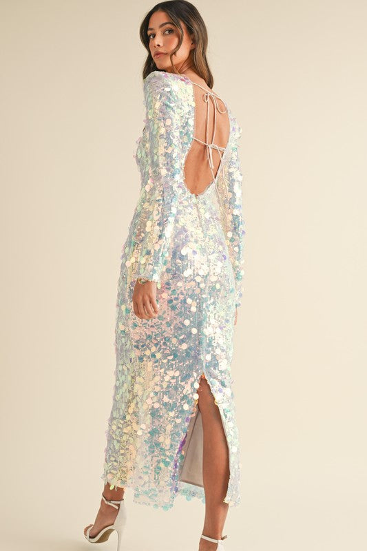 SEQUIN LONG SLEEVE MIDI