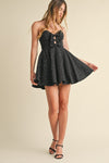 SWEETHEART NECKLINE BOW JACQUARD MINI DRESS