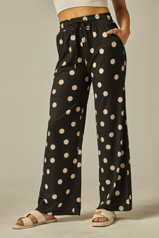 POLKA DOT DRAWSTRING PANTS