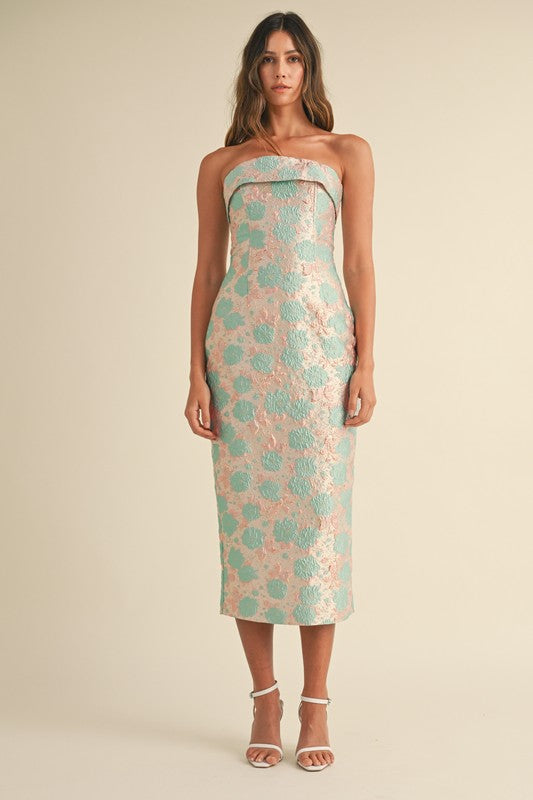 SEA GREEN JACQUARD MIDI