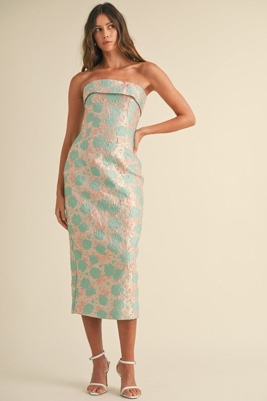 SEA GREEN JACQUARD MIDI