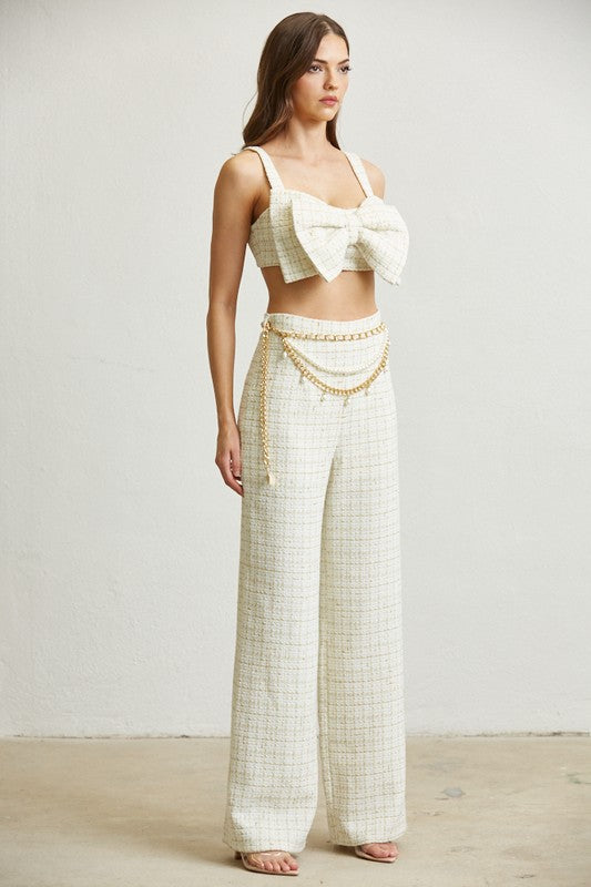 BOW TWEED TOP PANT SET