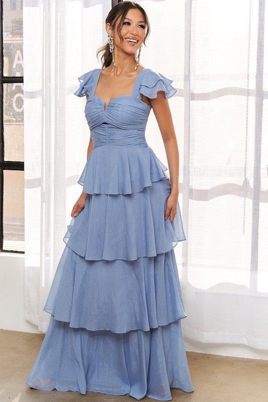 DUSTY RUFFLED GOWN