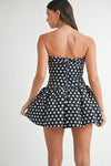 POLKA DOT TUBE BUBBLE HEM MINI DRESS