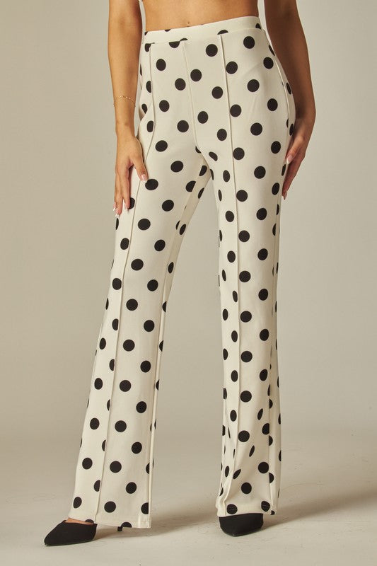 POLKA DOT HIGH RISE FLARE PANT