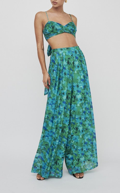 GREEN WIDE LEG PANT SET