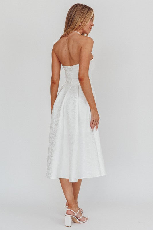 WHITE JACQUARD  MIDI