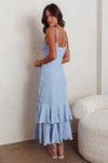 BLUE TEXTURED RUFFLE MIDI