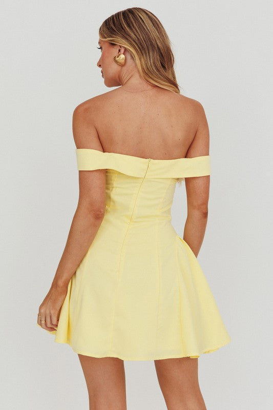 LEMON OFF SHOULDER MINI