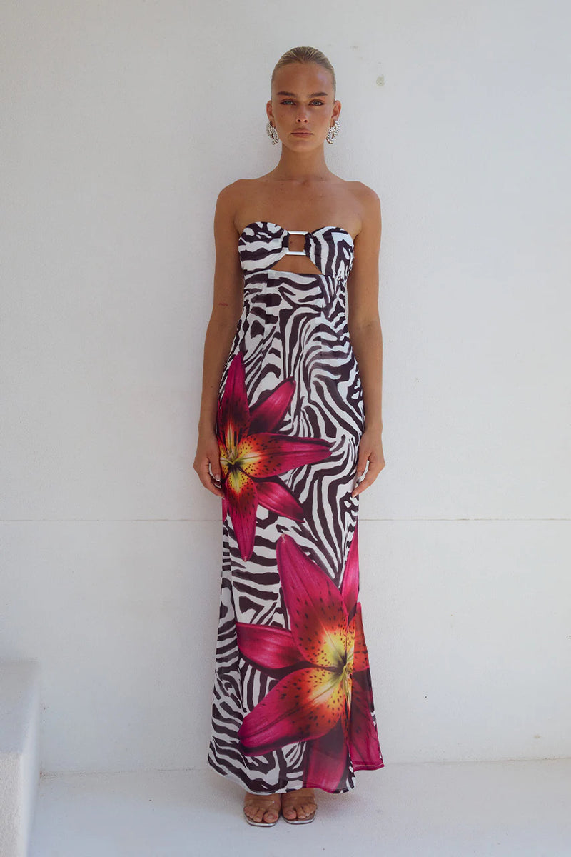 MAXI DRESS ALESSIA ZEBRA FLORAL