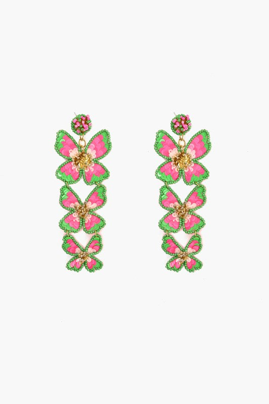 PRETTY IN PIN FLORAL EARRINGS