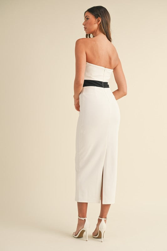 WAIST BOW STRAPLESS MIDI