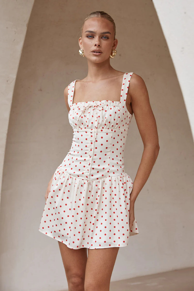 SANTORINI MII DRESS RED POLKA