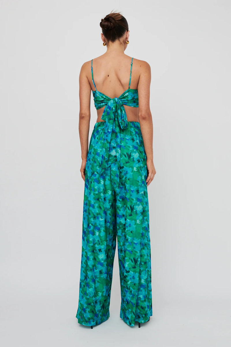 GREEN WIDE LEG PANT SET