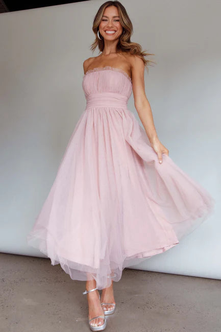 BLUSH TULLE MIDI