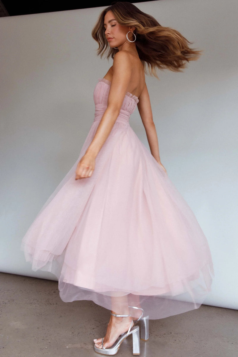 BLUSH TULLE MIDI