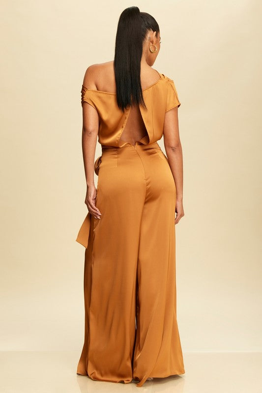 COPPER SATIN JUMPSUIT