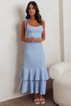 BLUE TEXTURED RUFFLE MIDI