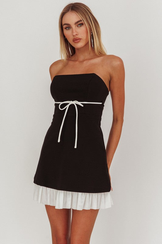 TUBE TOP STITCH MINI DRESS