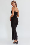 BLACK RUCHED ONE SHOULDER MIDI